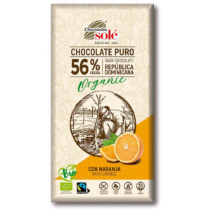 Xocolata pur 56% amb Taronja 100g.